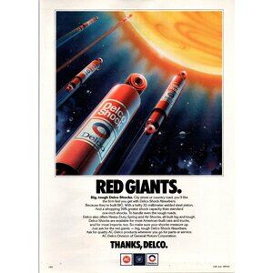 1980 Delco Shocks Red Giants Vintage Print Ad Astronomy Planet Space Wall Art